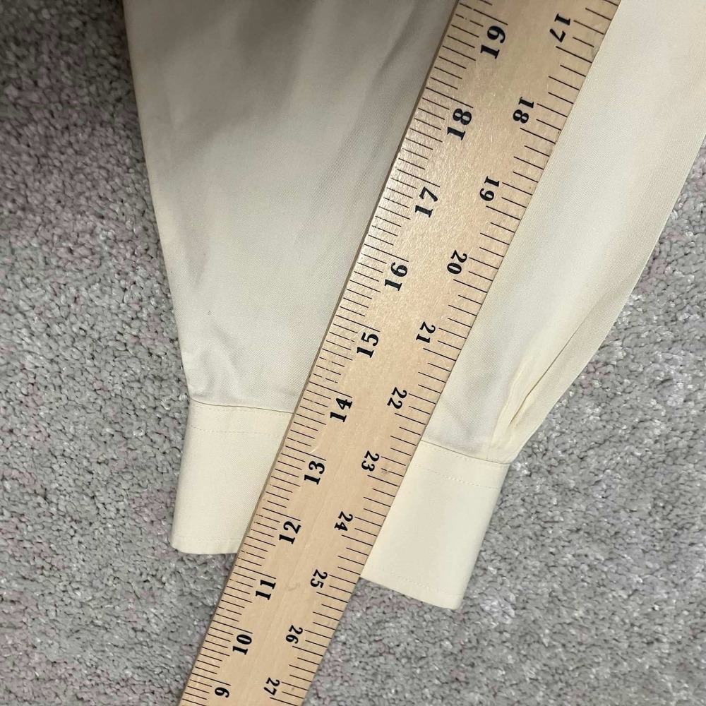 VTG Brooks Brothers Non-Iron Dress Shirt 16.5-34 Mens Cream Cotton Long Sleeve - Picture 10 of 12